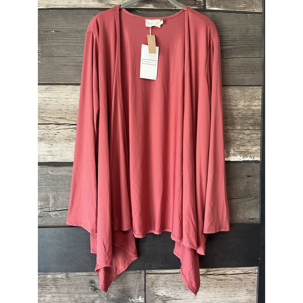 Comfy Casual NWT Women's Ninexis Open Front Cardigan Rust Terracotta 2X